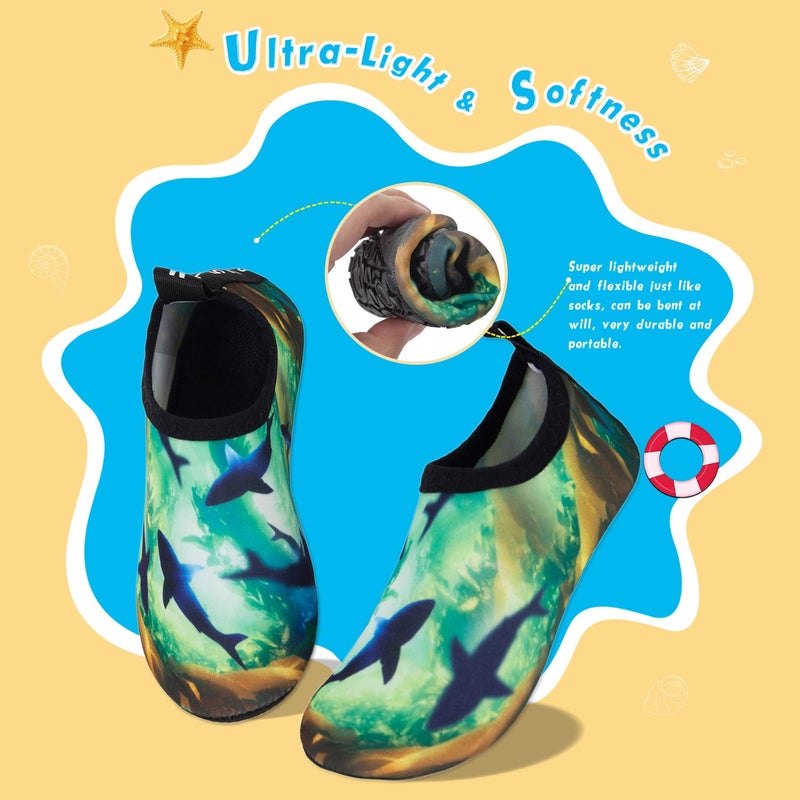 WateLves Kids Water Shoes Toddler Girls Boys Barefoot Non-Slip Quick Dry Aqua Socks for Beach Swim Walking (Shark, 30/31) - Image 3